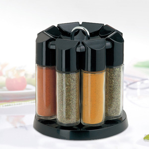 Canxiang <b>Rotating</b> <b>Spice</b> <b>Rack</b> Glass Bottle Set Moisture Proof Kitchen Seasoning Storage Organizer 4 Jar Carousel <b>Spices</b> Holder - Product Image 1