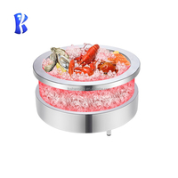 OKEY Table d'exposition multifonctionnelle commerciale rectangulaire/ronde pour fruits de mer froids Plateau de présentation de glace Buffet