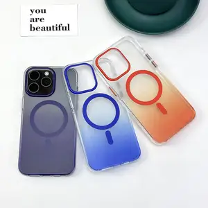 Top-notch IMD Gradient Color Rugged Defender Shockproof Phone Case with Magnetic Safe Ring Funda Cover for iPhone 15 14 13