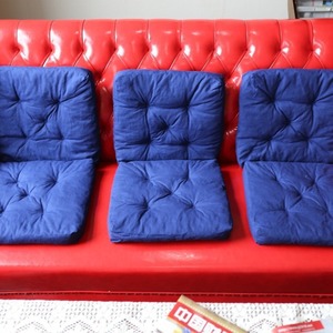 Cotton Canvas Chair Cushion Rectangle Washable <b>Sofa</b> Seat Back <b>Support</b> Multi Person Single Double Seat Blue Red White Gold - Product Image 1