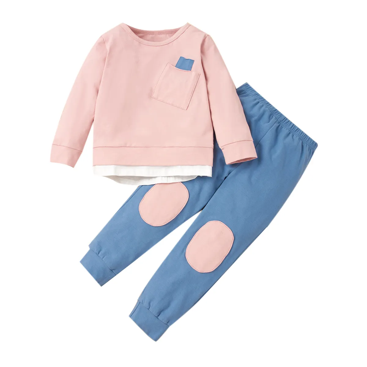 Fashion Kids Clothing Two Piece Sets Baby Girls Long T-shirt Pants Casual Children's Clothes Set