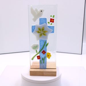 جودة عالية اليدوية زجاج منصهر النحت تمثال زخرفة مع الخشب قاعدة - Product Image 2