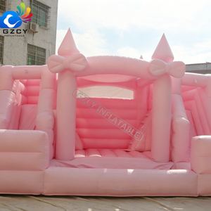 Château gonflable double toboggan rose avec piscine à balles - Product Image 5