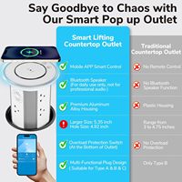 Prise de courant motorisée escamotable avec contrôle WiFi par application, chargeur sans fil 15W en alliage d'aluminium, 4 ports USB (2A, 2C) pour table de conférence