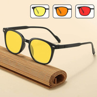 QSKY 007 Vente en gros de lunettes de protection anti-lumière bleue élégantes avec monture carrée en PC, verres teintés jaunes et rouges, optiques pour la conduite nocturne