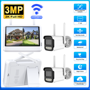 Sistema de Cámara de Seguridad WiFi para Exteriores, Kit NVR con Cámara Tipo Bala Inalámbrica de 2 Canales, 3MP, Pantalla LCD de 7'', OEM - Product Image 1