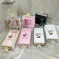 Vente en gros de boîte à cils avec strass imprimé de diamants boîte à cils vide à paillettes bling pour cils de vison à bande complète