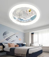 Plafonnier LED Thème Astronaute avec Ventilateur Silencieux Intégré et Éclairage Intelligent à Intensité Variable pour Décoration de Chambre d'Enfant Inspirée de la Science