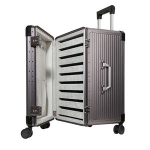 WEIMEI Caja de joyería segura Organizador de viaje de aluminio Grisáceo Púrpura 9 Bandejas Bloqueables - Product Image 1