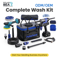 Kit de detailing automobile portable sans fil 3-en-1 POLAR BEAR 21V Lithium, laveuse-polisseuse-aspirateur sans balais, plastique, 50+ pièces pour lavage de voiture