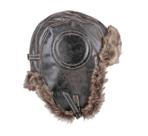 Özel Unisex Aviator şapka Faux deri Pilot kap kış Trapper avcılık rüzgar geçirmez örme şapka - Product Image 4