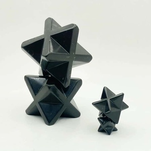 Hexagrama Merkaba 3D Pulido a Mano, Shungita Natural Rusa, Decoración Geométrica Mística Hecha a Mano, Duradera, para Escritorio - Product Image 2
