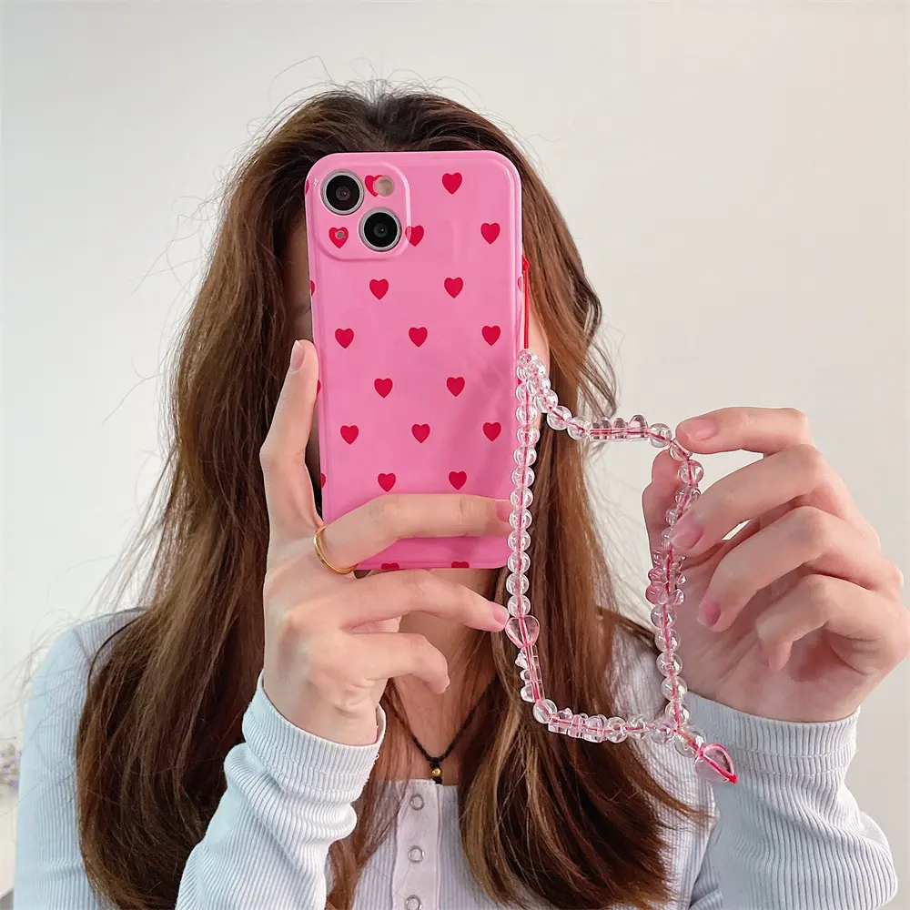 Professional supplier bead phone case strap chain lanyard accessories customized phone chain lanyard