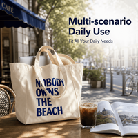 Bolsa de Mano Grande de Lona con Estampado de Letras y Eslogan, Bolso de Hombro para Mujer, Estilo Coreano, de Algodón, para Compras y Viajes