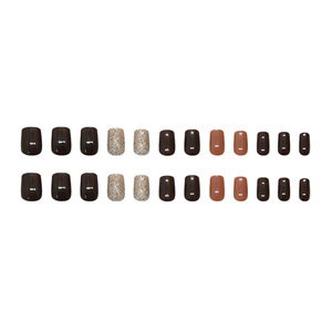 24 pièces de haute qualité court carré <span class=keywords><strong>faux</strong></span> <span class=keywords><strong>ongles</strong></span> café couleur brillant gelée <span class=keywords><strong>colle</strong></span> <span class=keywords><strong>ongles</strong></span> pressés <span class=keywords><strong>prix</strong></span> de gros pour le doigt - Product Image 5
