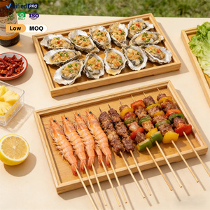 Bandejas Rectangulares de Bambú Personalizadas de Fábrica al <span class=keywords><strong>por</strong></span> Mayor, Platos para Barbacoa, Contenedor de Almacenamiento de Artículos Diversos para Sala de Estar, Restaurante, Hotel - Product Image 5
