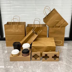 Sacs en papier kraft bon marché pour emporter, emballage alimentaire, sacs en papier kraft personnalisés, sacs en papier brun pour emporter, sacs fourre-tout en papier - Product Image 2