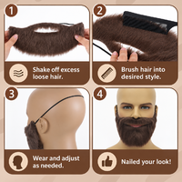 Nouveauté : Fausse barbe courte en peluche marron-noire avec élastique – Accessoire de déguisement pour pirate, viking, Halloween, cosplay