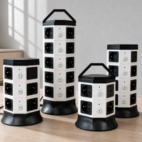 Multiprise sur mesure avec protection contre les surtensions, design vertical, prise européenne, 2 ports USB-A, 1 port USB-C, rallonge
