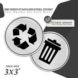 Customized Recycling Trash Labels 3x3 Inch PVC <b>Stickers</b> For <b>Kitchen</b> Storage Bin - Product Image 1