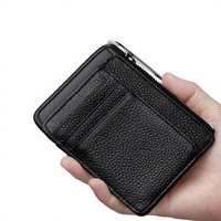 Portefeuille en cuir à fermeture éclair de qualité supérieure, fin et minimaliste, avec poche à monnaie, prix direct usine Dongguan