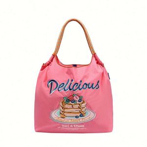 Eco-Friendly Nylon Fabric Embroidered Flower <b>Backpack</b> and Handbags Designed for Supermarket Usage - Product Image 6