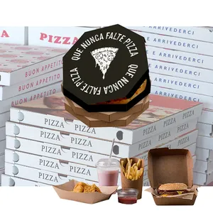 Blank con marchio personalizzato 5 13 14 "20" 22 "24" 28 30 "32 33 36" pollici italia hamburger italiano patatine fritte scatole per pizza con finestra