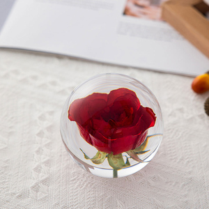 Lampe de nuit LED <span class=keywords><strong>3D</strong></span> en forme de rose, boule de cristal en résine intelligente, presse-papiers, cadeau pour Noël, anniversaire, Saint-Valentin, artisanat, fête - Product Image 6