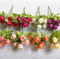 Bouquet de 7 roses artificielles de style européen, en soie, pour décoration de table extérieure, hôtel, mariage