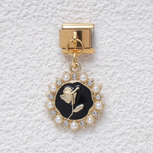 Charm Italiano de Acero Inoxidable de Moda para Mujeres y Niñas, Charm Italiano con Cristales Florales, Colgante para Joyería DIY - Product Image 4