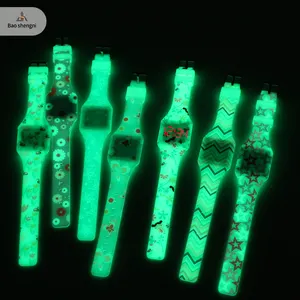 New Bracelet Led Children's Flashing Lights Watch Colorful Children Kids Luminous Watch Silicone Color Printing Watches