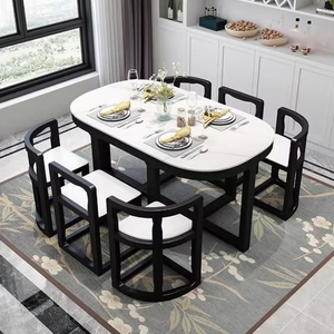 Hot Bán Bàn Ăn Sang Trọng Thiết Lập Phòng Ăn Trang Trí Lớn Trắng Gốm Bảng Trượt Bàn Ăn Và Ghế Đặt - Product Image 3