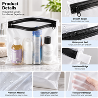 Pochette de maquillage transparente personnalisée avec fermeture éclair, étanche, organiseur de toilette, sac de rangement, étui en PVC transparent, sac cosmétique pour la salle de bain