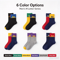 Chaussettes pour hommes à motif lettre M, chaussettes décontractées en coton à blocs de couleur, chaussettes habillées à bord côtelé, logo personnalisé OEM