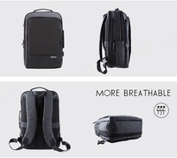 Sac à dos pour ordinateur portable intelligent noir antivol imperméable en polyester avec port USB, logo personnalisable, Oxford, capacité 20-39L, pour hommes d'affaires