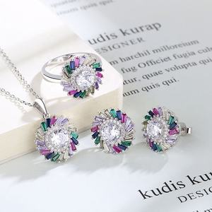 Yaeno Set di gioielli pregiati da donna orecchini Baguetle bracciale e collana incastonate in argento puro <span class=keywords><strong>925</strong></span> Set bracciale collana - Product Image 6