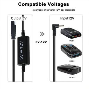 SAE 5V đến 12V dc-sae Điện áp bước lên Cáp chuyển đổi, SAE đến 12V DC 5.5x2.1mm 5.5x2.5mm 3.5x1.35 Bộ chuyển đổi - Product Image 2
