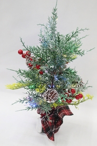 Vente en gros Mini sapin de Noël artificiel de 15.7 pouces Lumières LED Bassin inférieur en lin grossier en ciment solide - Product Image 5