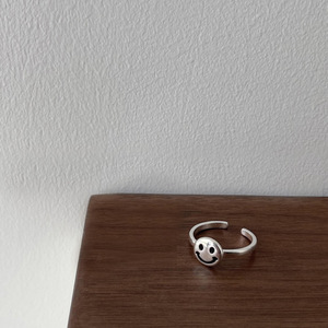 Anillo de plata de ley S925 con cara sonriente para mujer, dedo índice, joyería de regalo sencilla y a la moda - Product Image 3