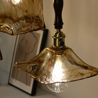 Lámpara Colgante Japonesa Vintage con Pantalla de Vidrio Ámbar para Sala de Estar, Comedor, Dormitorio, Balcón, Decoración