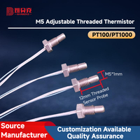 Sistema ajustable plateado M5 de 3 cables 26AWG Cable de alta temperatura PT100/PT1000 Termistor RTD Sensor de temperatura ODM