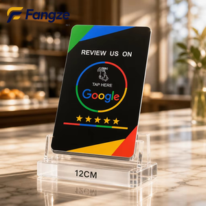 Plaque NFC en acrylique multi-tailles pour avis Google, URL programmable, cartes adhésives étanches, code QR personnalisé, puce NFC - Product Image 1