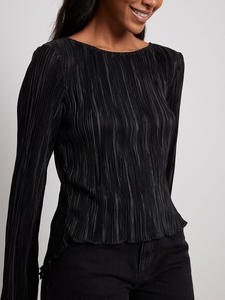 Camisa Sexy de Oficina para Mujer, Corte Regular, Color Sólido, Mangas con Vuelo, Tirante Trasero, Cuello Corto, Otoño-Primavera - Product Image 4