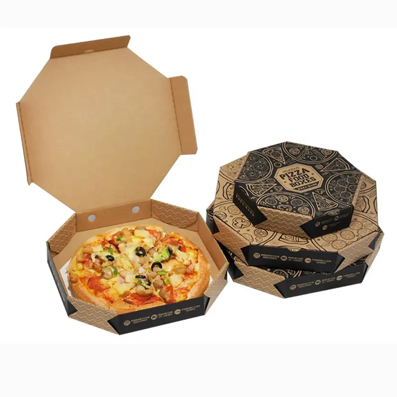 Vários tamanhos personalizado caixa de pizza barata com logotipo cordado personalizado caixa de pizza atacado caixa para pizza