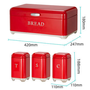 ชุดกล่องเก็บขนมปังทรงสี่เหลี่ยมผืนผ้าสีแดง ฝาเปิดปิดได้ ป้องกันฝุ่น กล่องเก็บขนมปังในครัว - Product Image 2