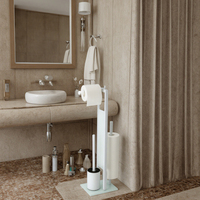 Porte-papier hygiénique multifonctionnel moderne en acier inoxydable et verre avec brosse Design durable pour hôtels