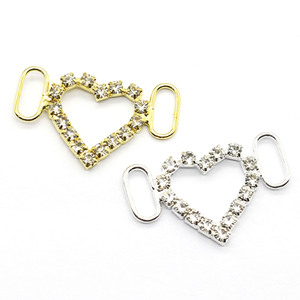 Nouveau 21*33MM Double Anneau Bijoux Fermoir Or Argent Strass <span class=keywords><strong>Coeur</strong></span> Alliage <span class=keywords><strong>Corps</strong></span> pour DIY Vêtements Chaussures Maillot De Bain Accessoires - Product Image 5