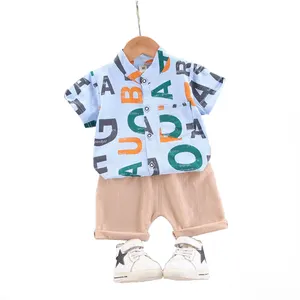 YT022 Factory Direct Sales Summer High Quality Boutique Children's Clothes Printed Shirt Shorts Baby Boys Summer Clothing Set