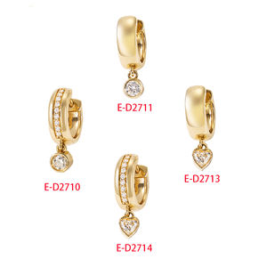 Gemnel Pendientes de Aro Colgantes de Plata 925 con Corazón de Diamantes de Circonita, Delicados para Uso Diario - Product Image 1