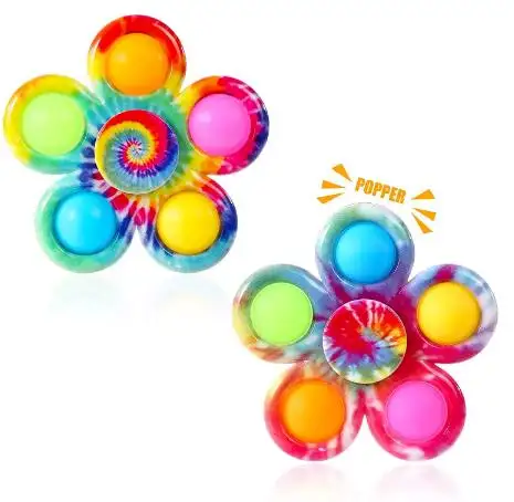 Tie Dye Simple Fidget Spinner Push Pop Bubble Hand Spinner for kids Anxiety Stress Relief Bulk Sensory toys